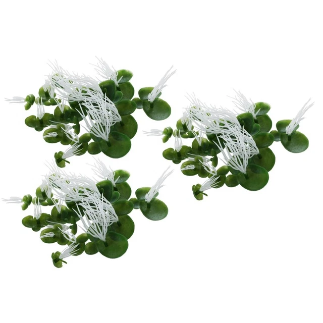 3X Aquarium Artificial Duckweed Floating Plastic Green White Plant U5Z4