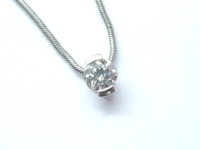 Movado Round Brilliant Diamond Solitaire Pendant Necklace .33Ct 16" Movado Round Brilliant Diamond Solitaire Pendant Necklace .33Ct 16"