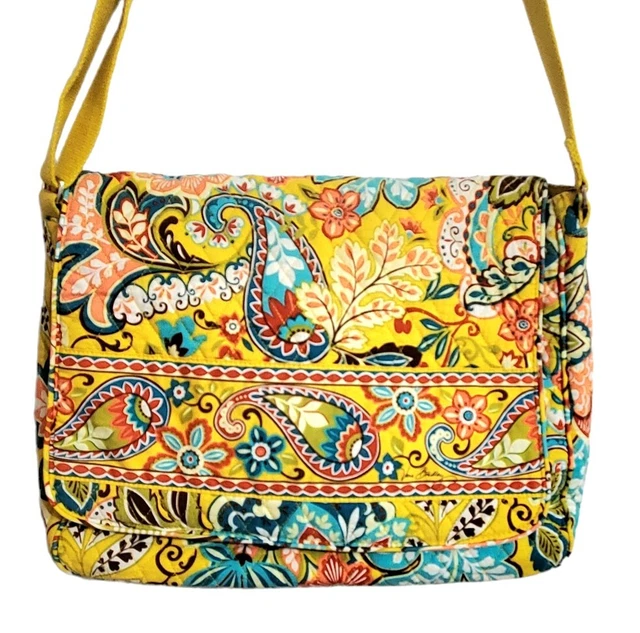 Vera Bradley Provencal Messenger Tote Purse Diaper Bag Yellow Floral Laptop