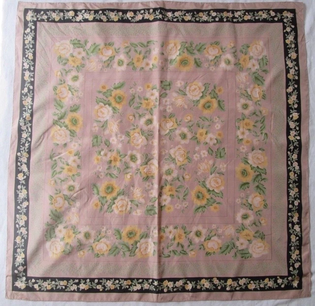 Foulard Carré En Soie Vintage Marie Chantal - Motif Géométrique Multicolore
