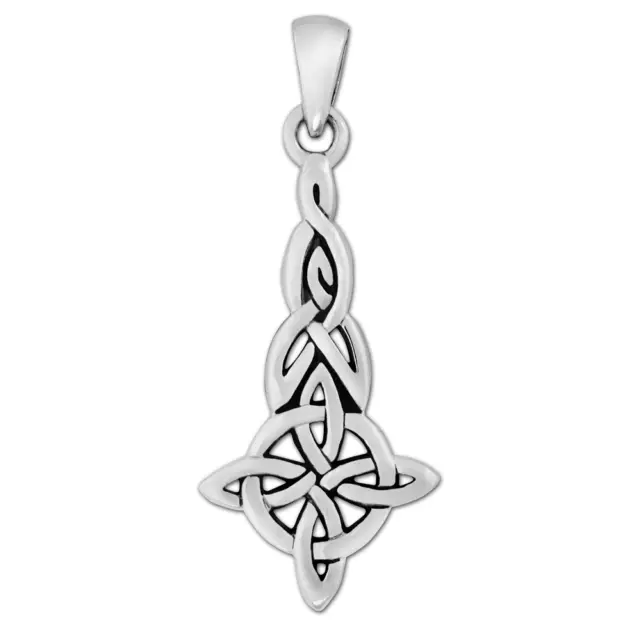 Sterling Silver Celtic Quaternary Witches Knot Pendant - Symbol of Protection