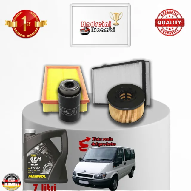 Kit Tagliando Filtri + Olio Ford Transit Vi 2.4 Di Td 66Kw 90Cv Dal 2002 -> 2006