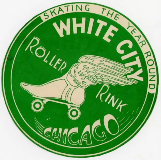 1930-50's White City Roller Rink Chicago Skating Rink Label Vintage EVN3