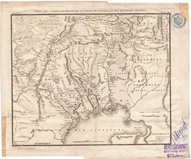 Antique Map-MAP-ASIA-VOLGA-OERAL-RUSSIA-KAZACHSTAN-TURKMENISTAN-Tardieu-1783