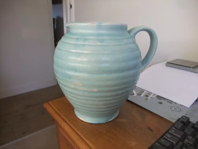 Fantastic Large Water Jug By Kensington Ware Milky Blue 1940/50s.