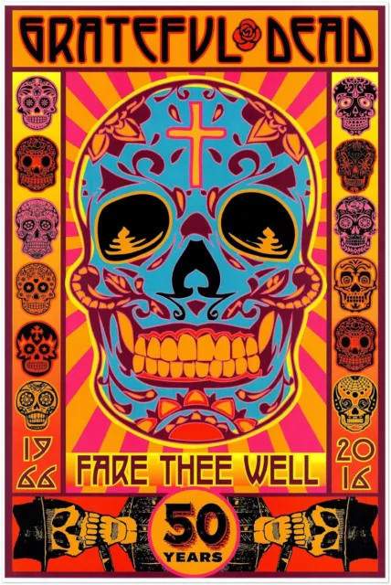 Grateful Dead - Fare Thee Well 1966 - 2016 Concert Poster - Music Print