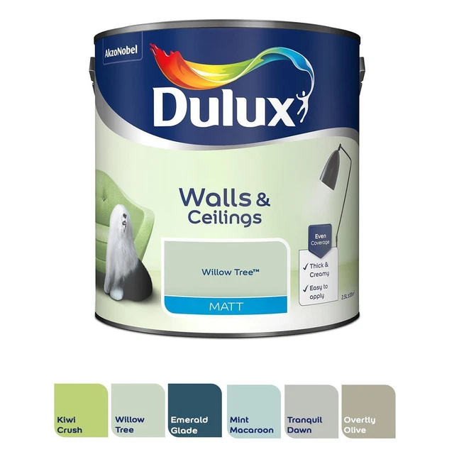DULUX PAINT SHADES of Green Walls & Ceilings Matt Emulsion 2.5 Litres £
