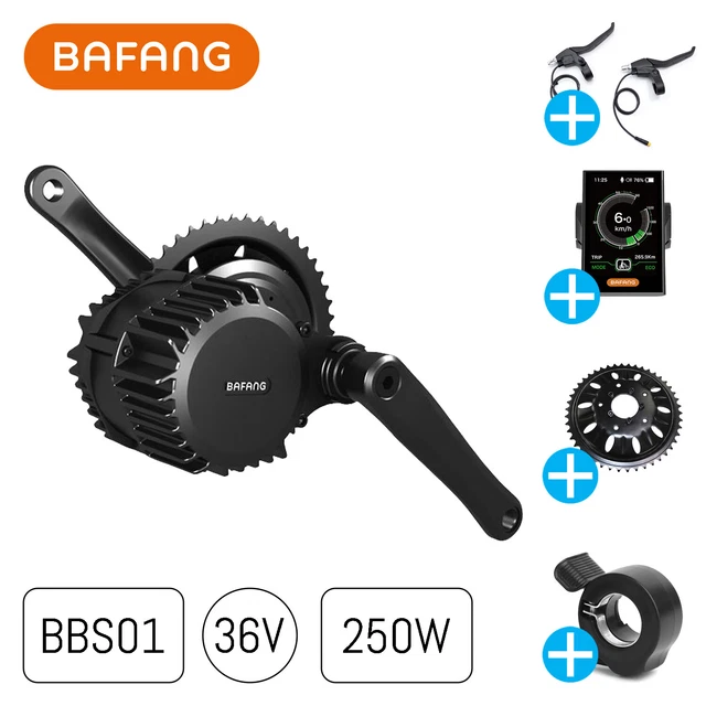 Kit Motore Centrale Bafang BBS01B 36V 350W Per Bici Elettrica - Conversione E-bike, Compatibile Movimento 68-73mm, Batteria E Display Opzionali