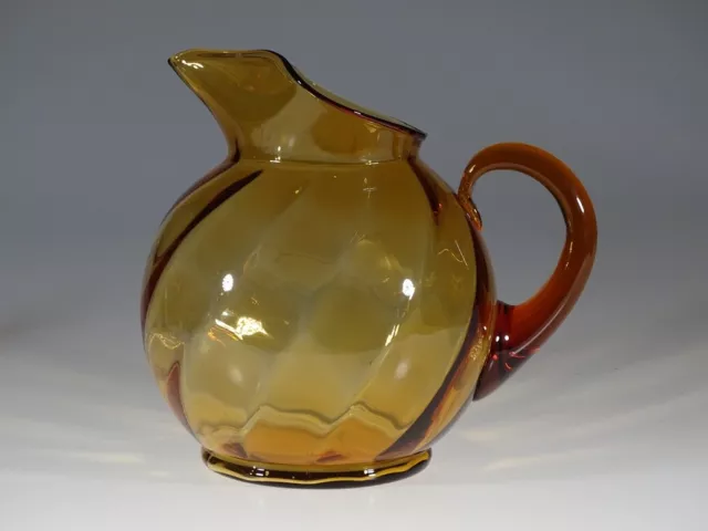 Vintage Cambridge Glass Company Amber Large #3900 Gyro Optic Pitcher c.1949