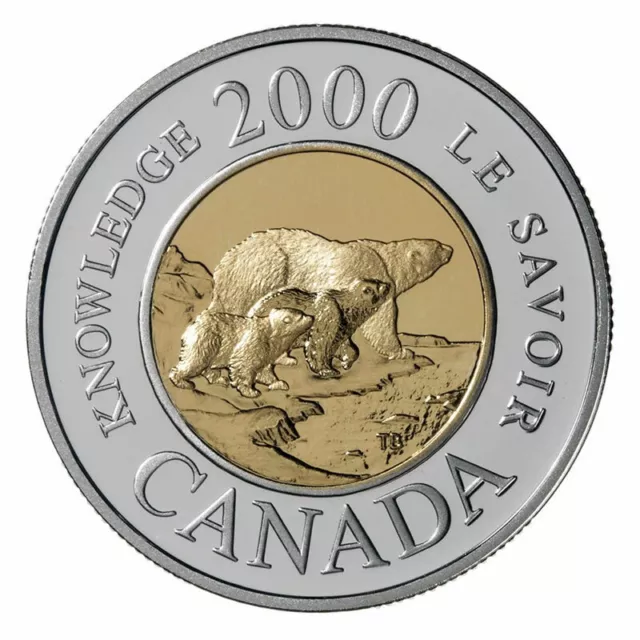 🇨🇦 Canada Toonie 2 Dollars Coin Path of Knowledge Female Polar Bear cubs 2000