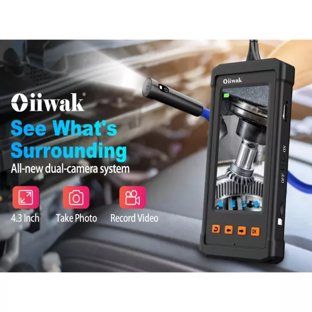 Oiiwak Dual Lens Endoskopkamera 4,3" LCD 1080P Endoskop Inspektions Rohrkamera 2