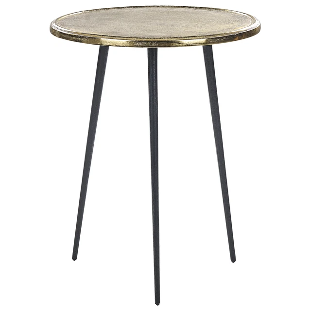Table D'Appoint Doré Et Noir En Aluminium Et Fer Effet Vieilli Sur Trpied Telfer 69125195