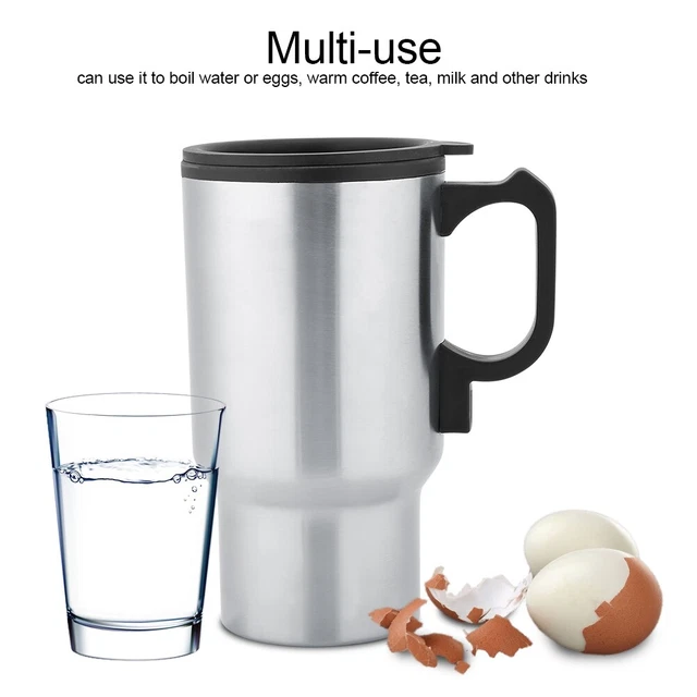 12V 450mL Stainless Steel Travel Mug Electric Car Heating Coffee Milk Cup Hot HG
