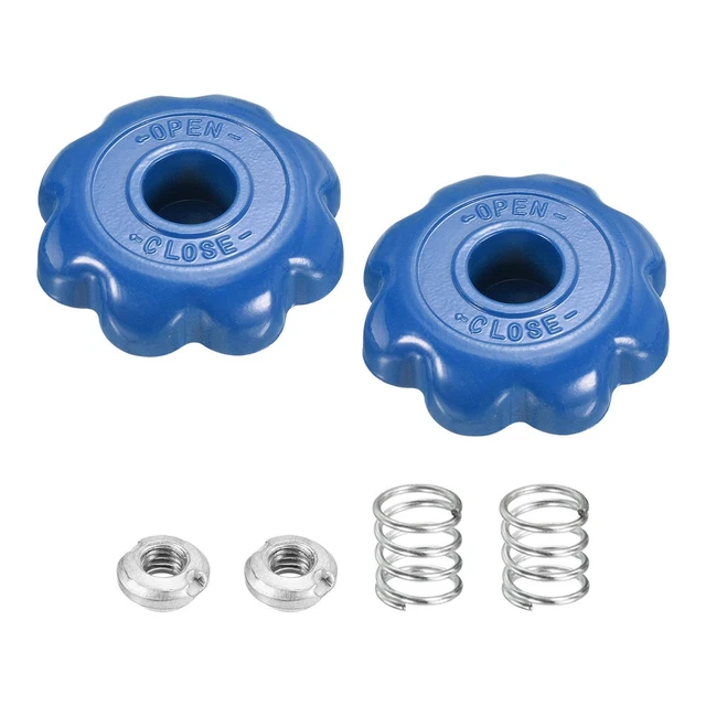 64mm Diámetro Mano Rueda, 2pzs Aluminio Aleación Mango con Resorte Tuerca, Azul