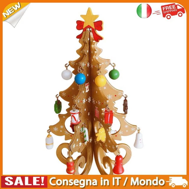 IT Xmas Tree Decoration Wood Landscaping Craft Home Desktop Ornament (Yellow)