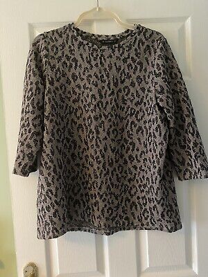 Dunnes Black And Brown Jumper With Gold Sparkly Threading Throughout Size M Nwot
