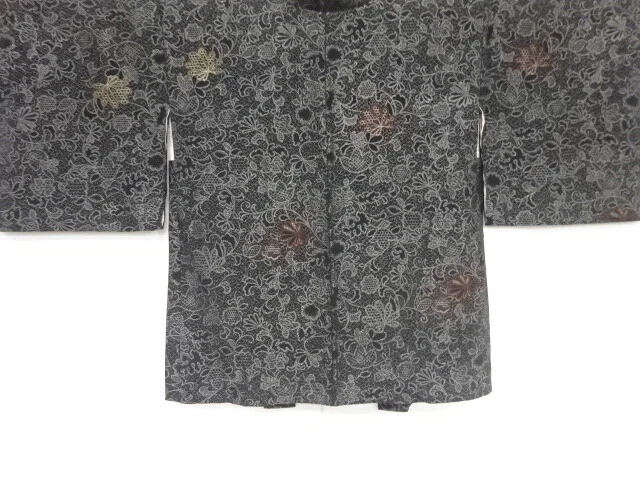 41026# Japanese Kimono / Antique Haori / Taisho Roman Style / Urushi / Woven Flo