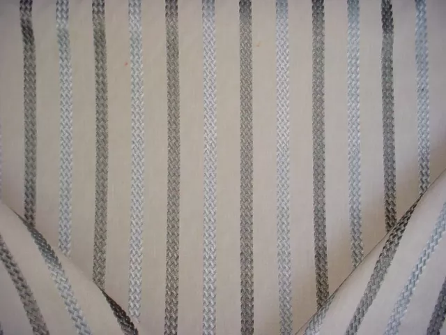 2-3/8Y Robert Allen Duralee Silver Sage Embroidered Stripe Upholstery Fabric