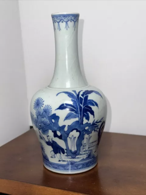 Antique Chinese Blue And White Porcelain Fine China Vase 19C Pottery ~ 7 3/4”