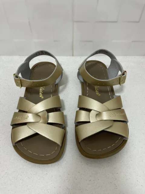 SALTWATER Girls Gold Leather Sandals Size 13 Salt Water