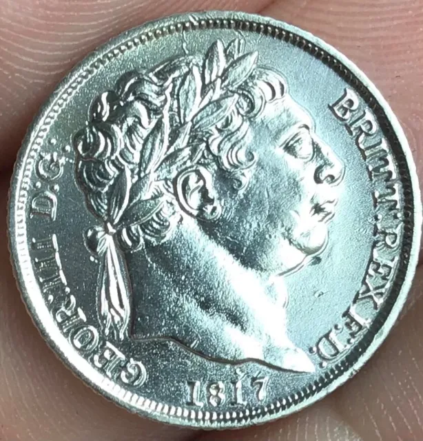 British King George Iii Silver Sixpence Coin Of  1817 A-Unc High Grade #3493