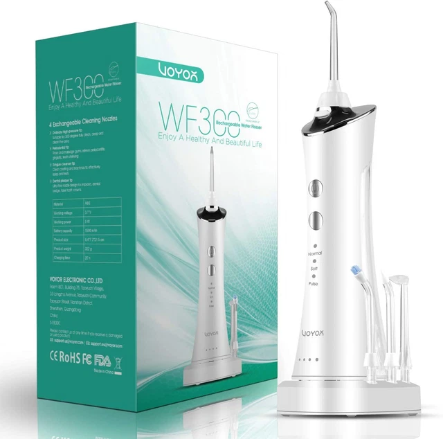 Hilo de agua VOYOR para dientes inalámbrico, irrigador oral dental con 3 modos, 4 y