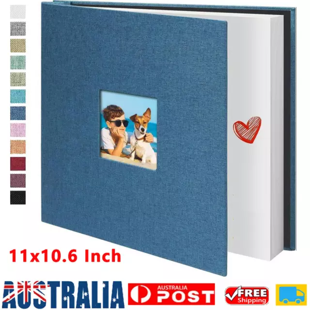 Large Photo Album Scrapbook Linen Art DIY Memory Book Self Adhesive 11x10.6 Inch