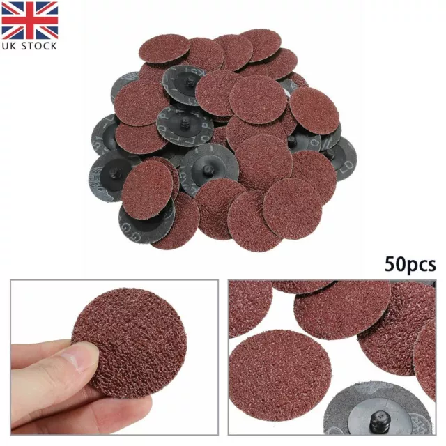 50x 36 Grit  Type Sanding Discs 2'' 50mm Abrasive Sandpaper Roll Lock Kit