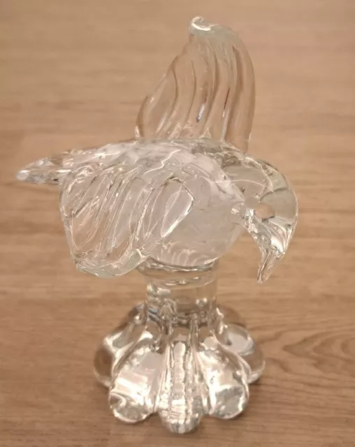 Glass Hand Blown Clear White Seagull Bird Paperweight Figurine Art Deco