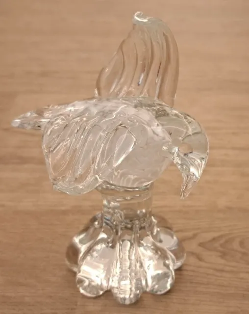 Murano Style Glass Clear White Seagull Bird Paperweight Figurine Art Deco