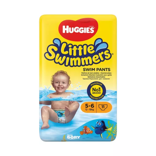 Huggies Little Swimmers Dory Design 11er Pack 12-18Kg Größe 5-6  Schwimm-Windeln