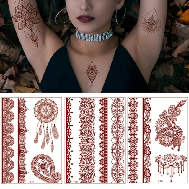 Spitze Blumen Totem Temporäres Fake Tattoo Wasserfest Henna Tattoo Body Art G