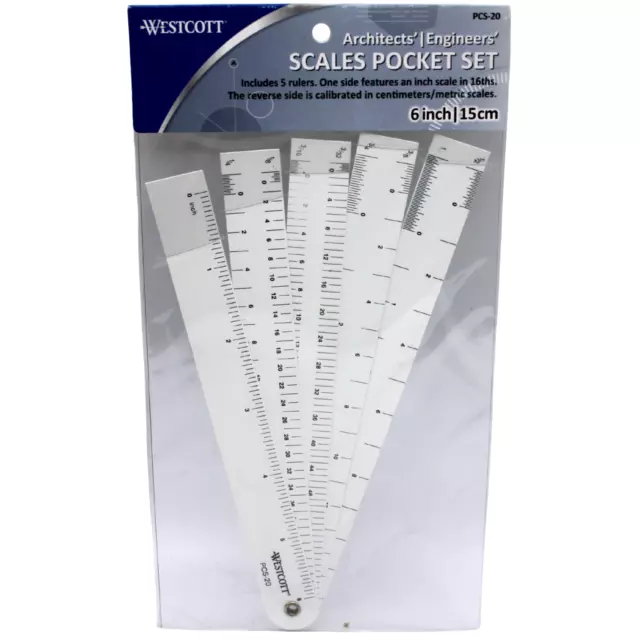 Westcott  6" (15cm) Architects' & Engineers' Scales Pocket Ruler Set