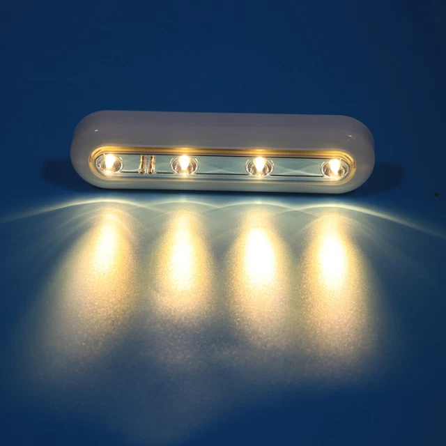 4 LED TOUCH Control Touch Tap Light Battery Cupboard Lights With Pads Warm £9.99 PicClick UK