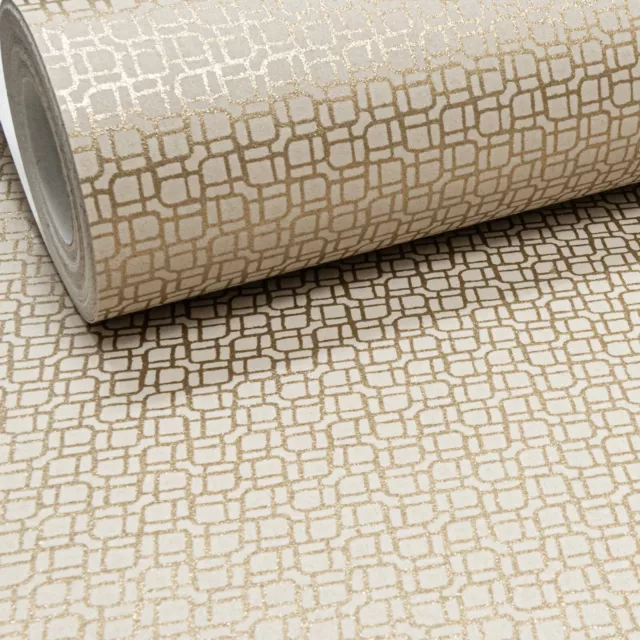 Holden Golden Mosaic Gold Metallic Gold Glitter Geometric Vinyl Wallpaper 65130