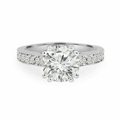 Coupe Ronde 1.25 CT Naturel Diamant Mariage Alliance 950 Platine Taille 7 8 6 