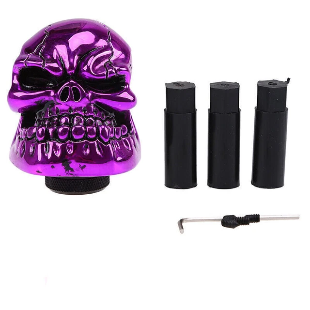 Purple Universal Manual Wicked Skull Head Car Gear Shift Knob Shifter Handle Kit