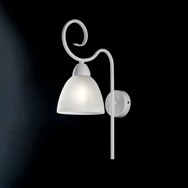 Applique lampada parete ferro battuto bianco shabby aurelio