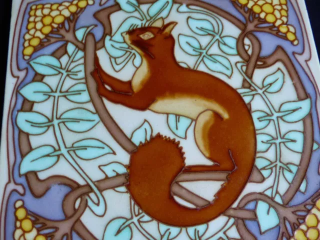 RARE Gilardoni & freres SQUIRREL Art Nouveau Tile Carreau 1900 Jugendstil Fliese 3