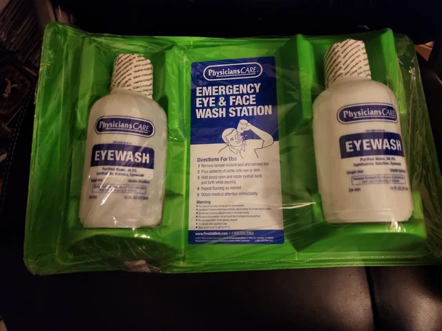 Physicians Care (2) 16 oz Bottle Eyewash Station 24-300 Water Bottle
