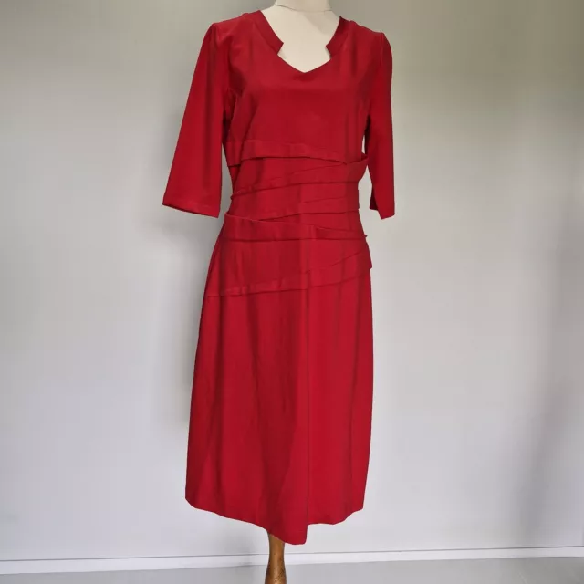 Maiocchi Red Ponte Half Sleeve Pleated Sheath Dress Size 10