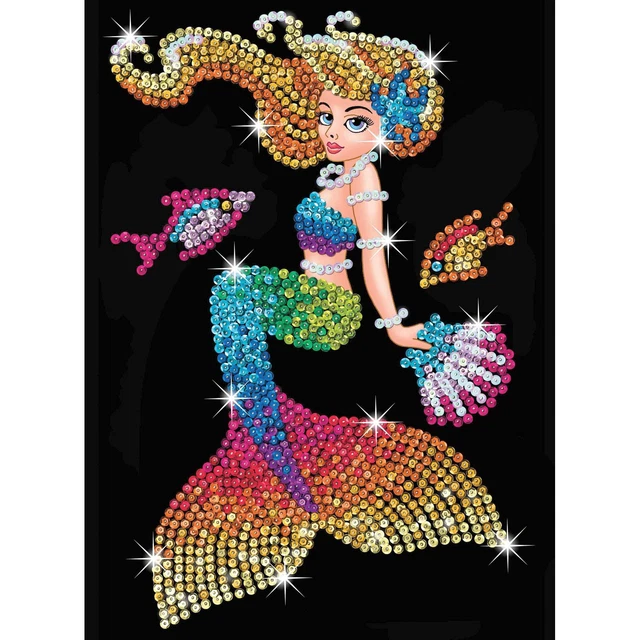 Sirenita Paillettenbild 28x37x4cm Infantil Sequin Art Plug-Imagen Modelo Ariel