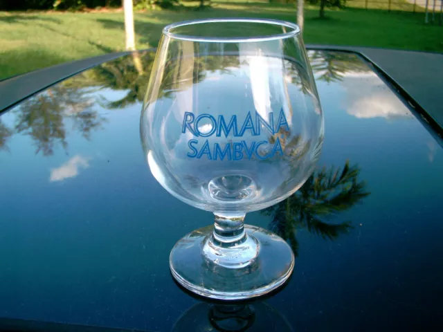 Romana Sambvca  Stemmed Wine Glass  5 "  Nice Replacement Blue Logo Item