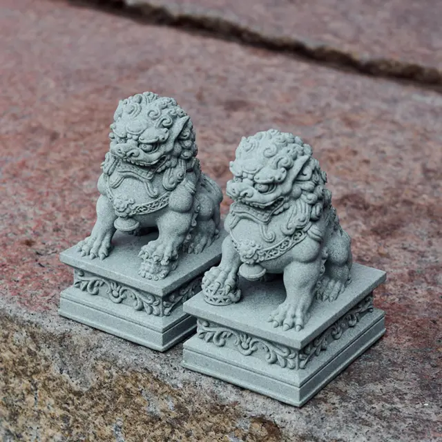 Mini statues de Lion en pierre, 2 pièces, Figurines de Lion pour cheminée,