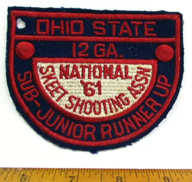 Vtg 1961 National Skeet Shooting Assn Ohio State Patch 12 Gauge Junior Runner Up