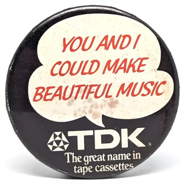 Vtg TDK Electronic Components Japanese Tape Cassette 1970's Badge Pin (P1199)