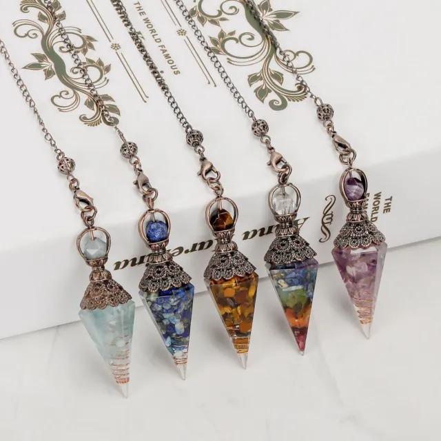 Crystal Natural Quartz  Pendulum Pendant Necklace Chakra Gemstone Healing Chain