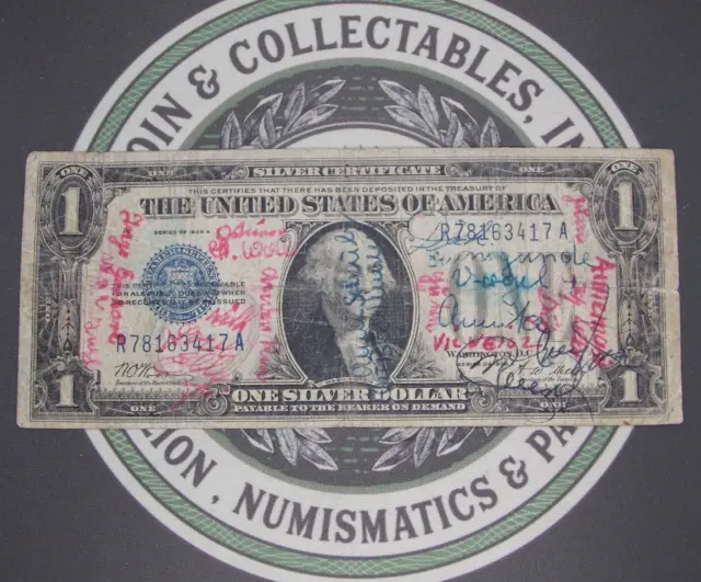 1928A $1 One Dollar *SHORT SNORTER* Silver Certificate *FUNNYBACK* R78163417A