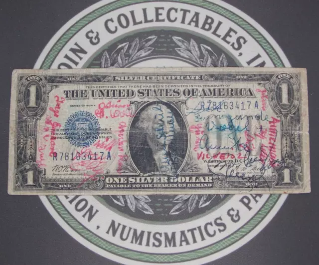 1928A $1 One Dollar *SHORT SNORTER* Silver Certificate *FUNNYBACK* R78163417A