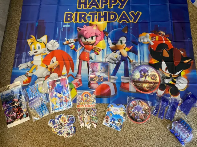Sonic Birthday Party Supplies Decor Backdrop Balloons Cake Decor Tableware Huge!